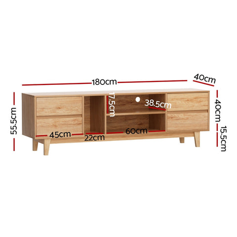 Artiss Entertainment Unit Stand TV Cabinet Storage Drawer Shelf 180cm Wooden Chez Guru