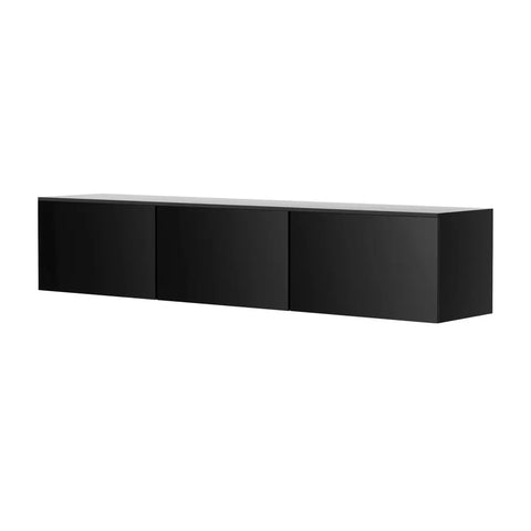Artiss Floating Entertainment Unit TV Cabinet High Glossy Black 3 Cabinets 200CM - Chez Guru