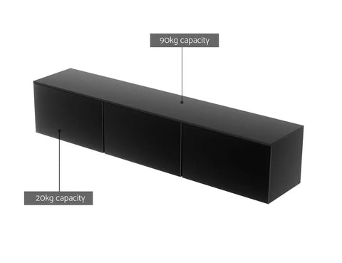 Artiss Floating Entertainment Unit TV Cabinet High Glossy Black 3 Cabinets 200CM - Chez Guru