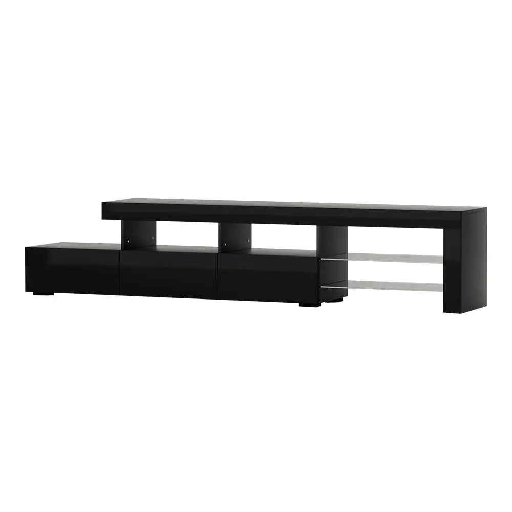 Artiss Entertainment Unit TV Cabinet LED 215cm Black Caya - Chez Guru