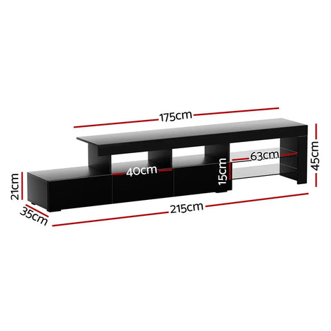 Artiss Entertainment Unit TV Cabinet LED 215cm Black Caya - Chez Guru