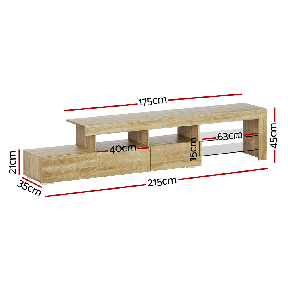 Artiss Entertainment Unit TV Cabinet LED 215cm Pine Caya Chez Guru