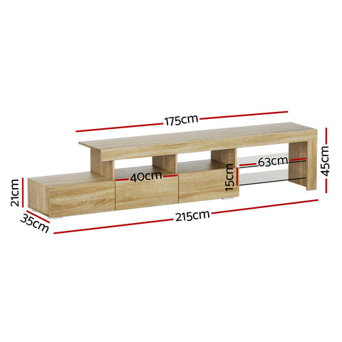 Artiss Entertainment Unit TV Cabinet LED 215cm Pine Caya Chez Guru
