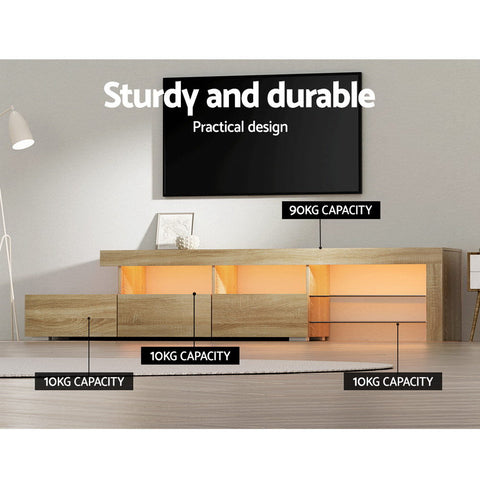 Artiss Entertainment Unit TV Cabinet LED 215cm Pine Caya Chez Guru