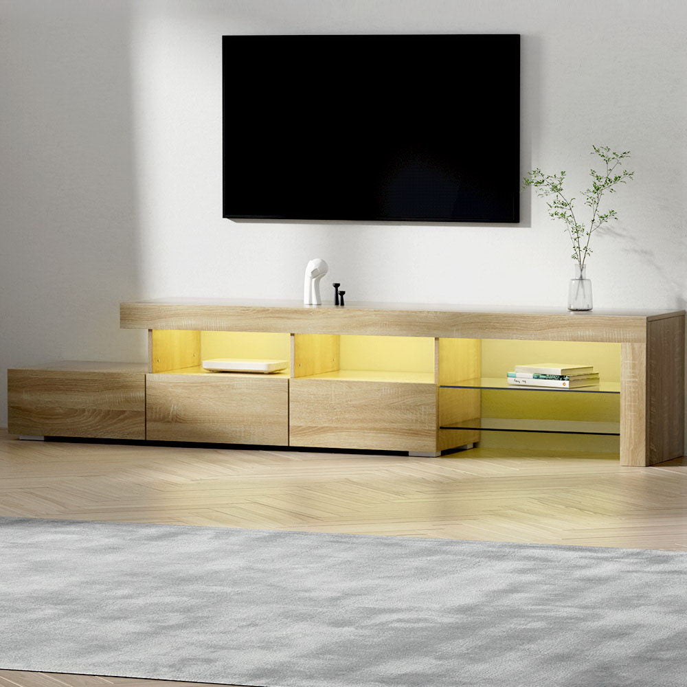 Artiss Entertainment Unit TV Cabinet LED 215cm Pine Caya Chez Guru