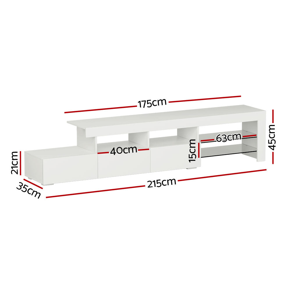 Artiss Entertainment Unit TV Cabinet LED 215cm White Caya Chez Guru