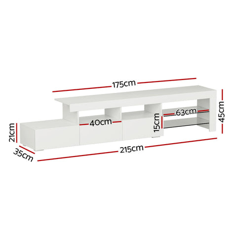 Artiss Entertainment Unit TV Cabinet LED 215cm White Caya Chez Guru