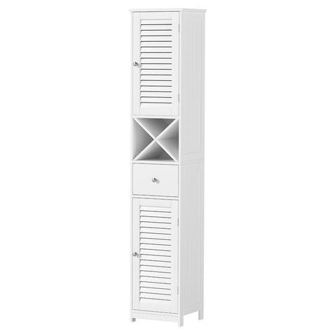 Artiss Bathroom Storage Cabinet 170cm Tall Slim Organiser Toilet Corner Adjustable Shelf Louver Door White