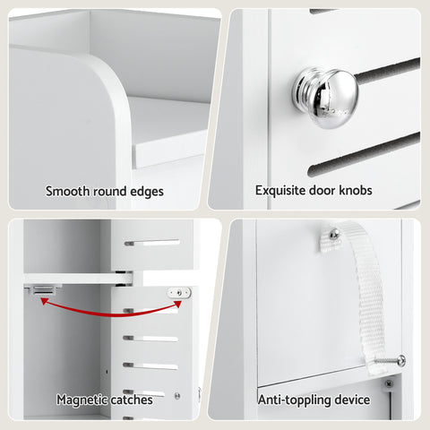 Artiss Bathroom Storage Cabinet 3-Tier Slim Toilet Paper Holder Organizer White