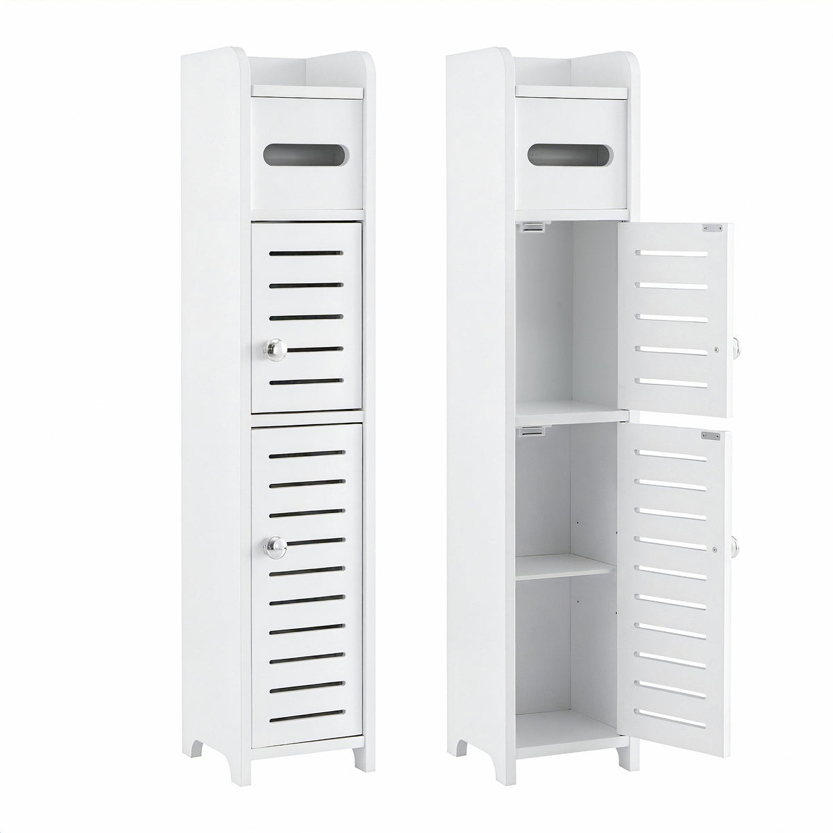 Artiss 2x Bathroom Storage Cabinet 3-Tier Toilet Paper Holder Organizer White