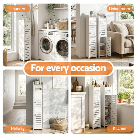 Artiss 2x Bathroom Storage Cabinet 3-Tier Toilet Paper Holder Organizer White