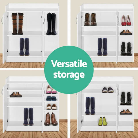 Artiss Shoe Rack Cabinet 21 Pairs Adjustable Shelves White Clair Chez Guru