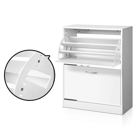 Artiss Shoe Rack Cabinet Adjustable Shelves 24 Pairs White Iris Chez Guru