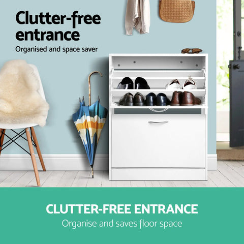 Artiss Shoe Rack Cabinet Adjustable Shelves 24 Pairs White Iris Chez Guru