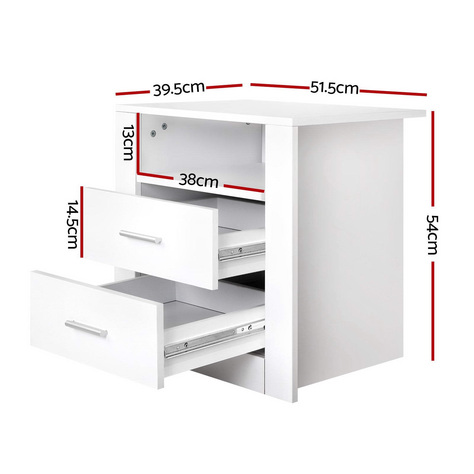 Artiss 2 X Bedside Table 2 Drawers with Shelf - TARA White Chez Guru