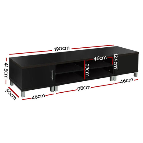 Artiss TV Cabinet Entertainment Unit 190cm Black Danson - Chez Guru