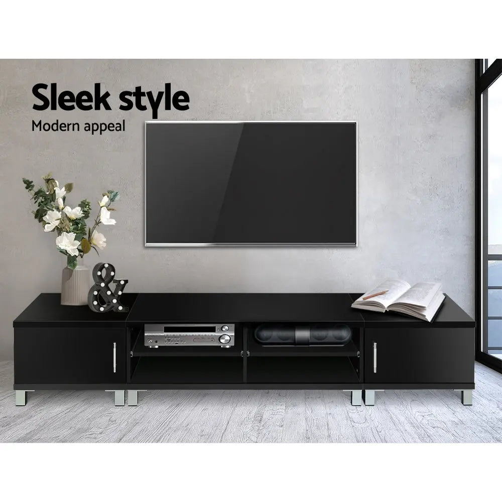 Artiss TV Cabinet Entertainment Unit 190cm Black Danson - Chez Guru