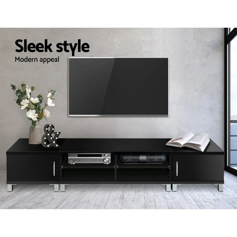 Artiss TV Cabinet Entertainment Unit 190cm Black Danson - Chez Guru