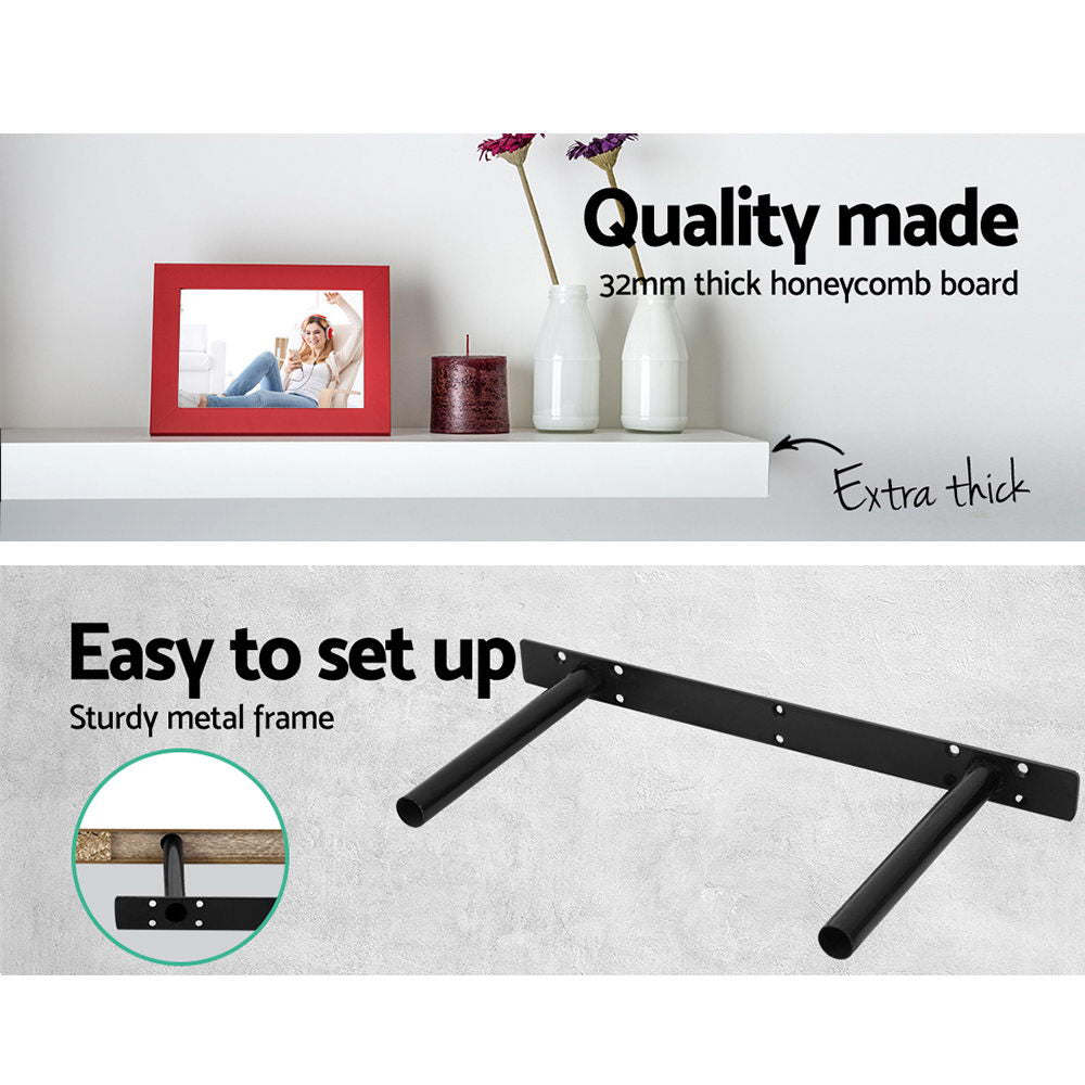 Artiss Floating Wall Shelf Set of 3 White Chez Guru