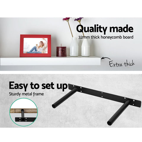Artiss Floating Wall Shelf Set of 3 White Chez Guru