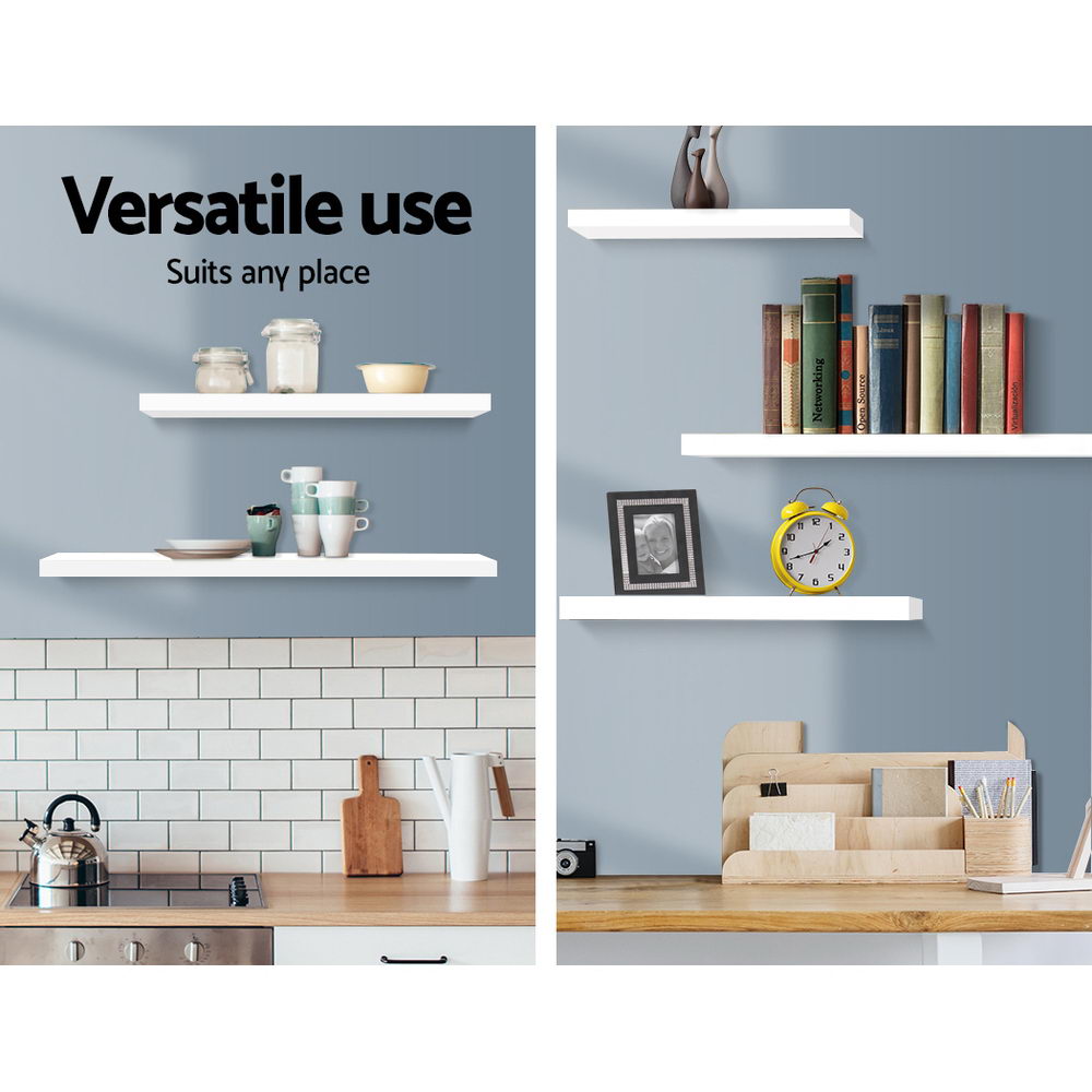 Artiss Floating Wall Shelf Set of 3 White Chez Guru