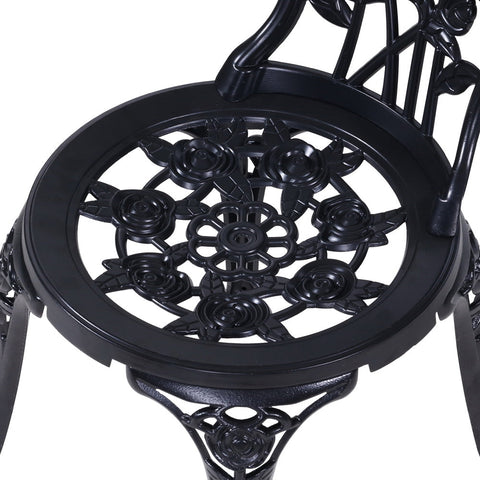 Gardeon 3PC Outdoor Setting Bistro Set Chairs Table Cast Aluminum Rose Black Chez Guru
