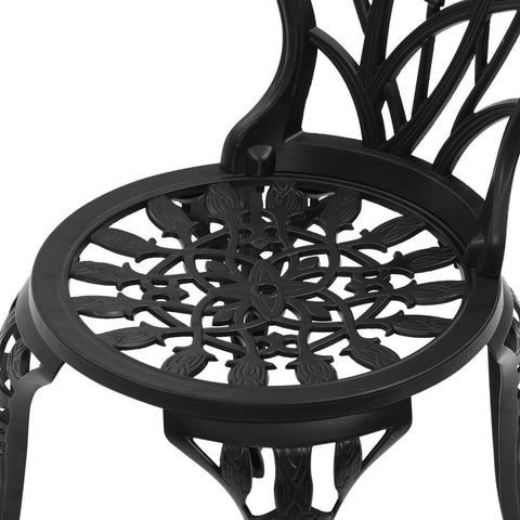 Gardeon 3PC Outdoor Setting Bistro Set Chairs Table Cast Aluminum Patio Furniture Tulip Black Chez Guru