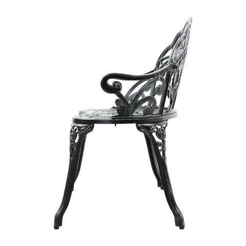Gardeon Outdoor Garden Bench Seat 100cm Cast Aluminium Patio Chair Vintage Green Chez Guru