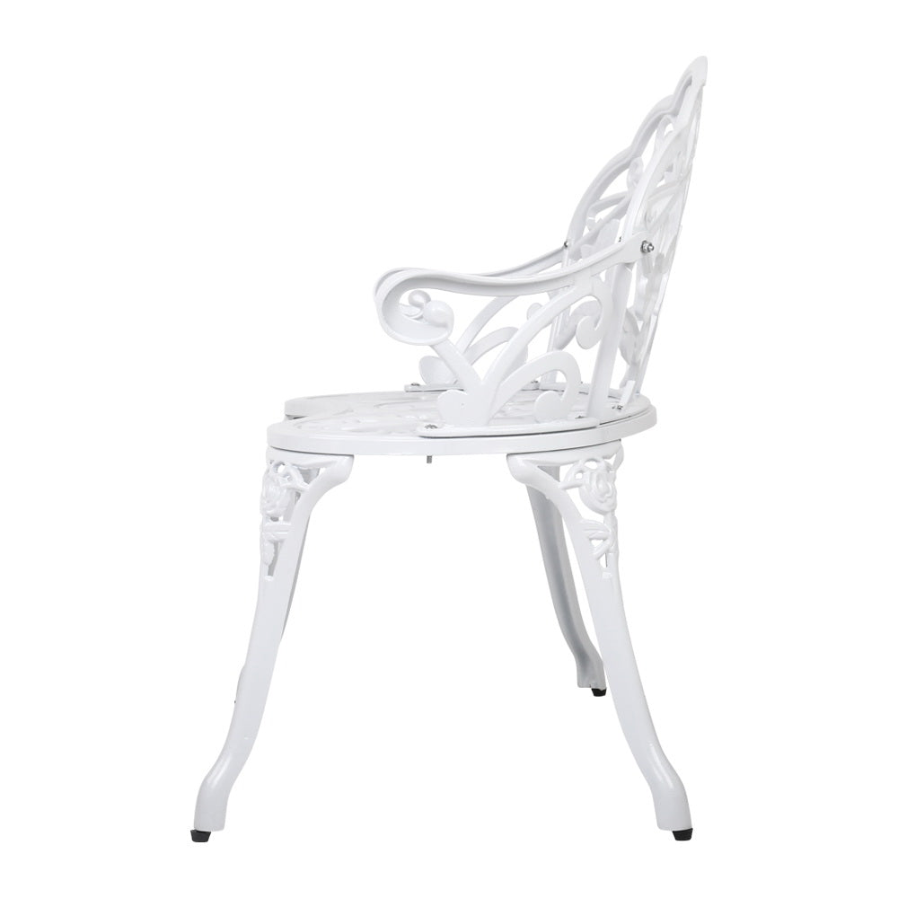 Gardeon Outdoor Garden Bench Seat 100cm Cast Aluminium Outdoor Patio Chair Vintage White Chez Guru