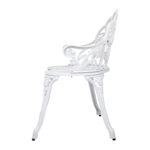 Gardeon Outdoor Garden Bench Seat 100cm Cast Aluminium Outdoor Patio Chair Vintage White Chez Guru