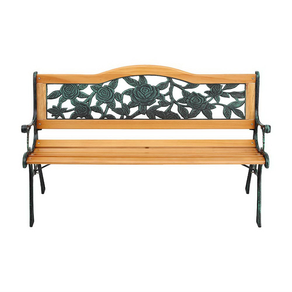 Gardeon Outdoor Garden Bench Seat 126cm Wooden Cast Iron 3 Seater Patio Furniture Chez Guru