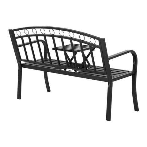Gardeon Outdoor Garden Bench Seat Loveseat Steel Foldable Table Patio Furniture Black Chez Guru
