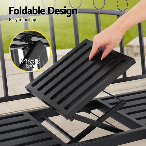 Gardeon Outdoor Garden Bench Seat Loveseat Steel Foldable Table Patio Furniture Black Chez Guru