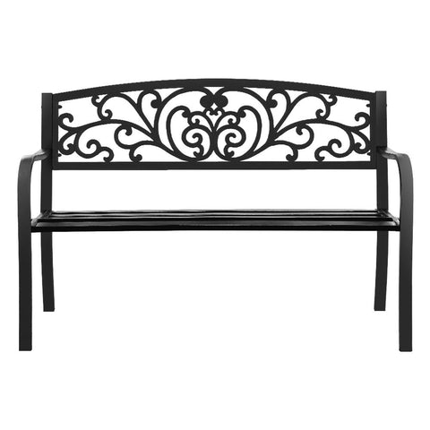 Gardeon Outdoor Garden Bench Seat Steel Outdoor Furniture 3 Seater Park Black Chez Guru