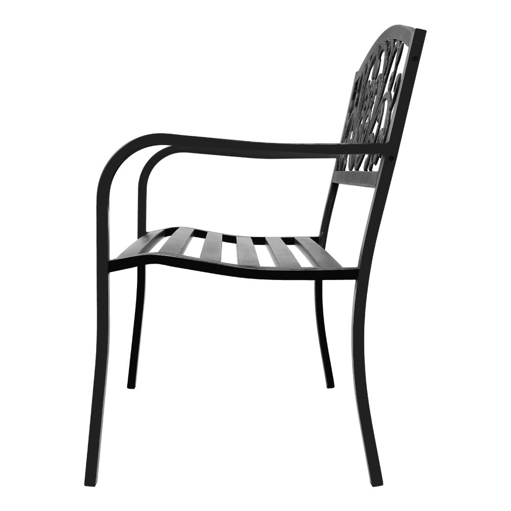Gardeon Outdoor Garden Bench Seat Steel Outdoor Furniture 3 Seater Park Black Chez Guru