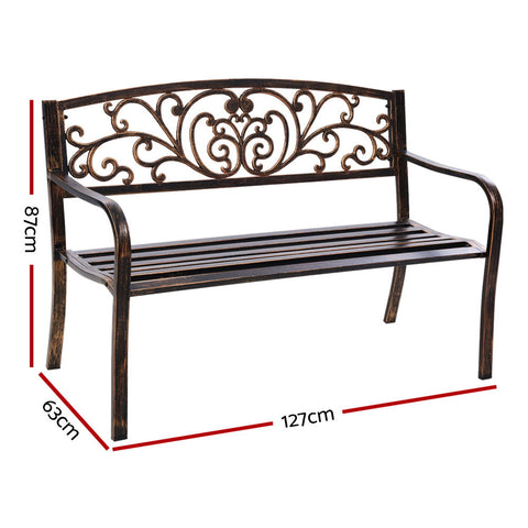 Gardeon Outdoor Garden Bench Seat Steel Outdoor Furniture 3 Seater Park Bronze Chez Guru