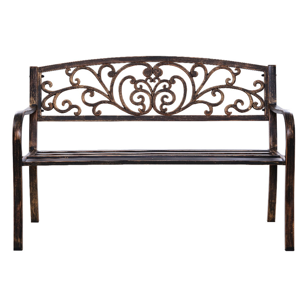 Gardeon Outdoor Garden Bench Seat Steel Outdoor Furniture 3 Seater Park Bronze Chez Guru