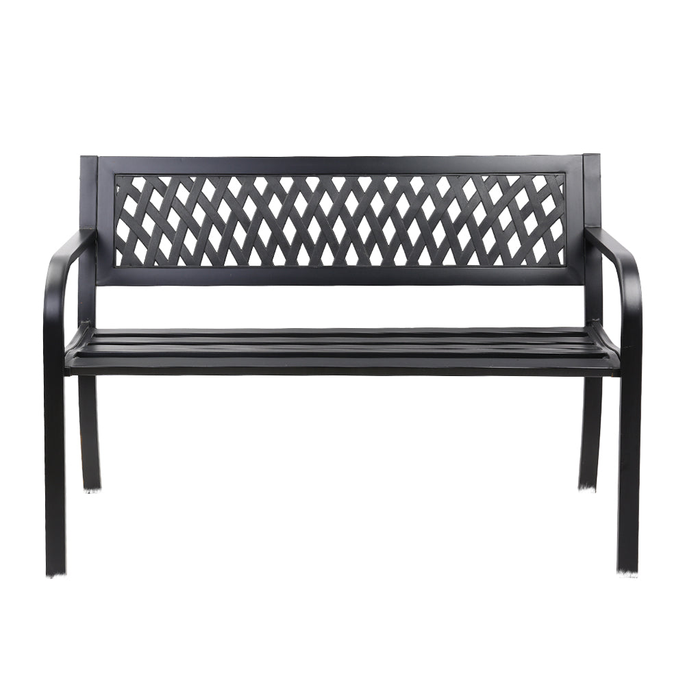 Gardeon Outdoor Garden Bench Seat Steel Outdoor Furniture 2 Seater Park Black Chez Guru