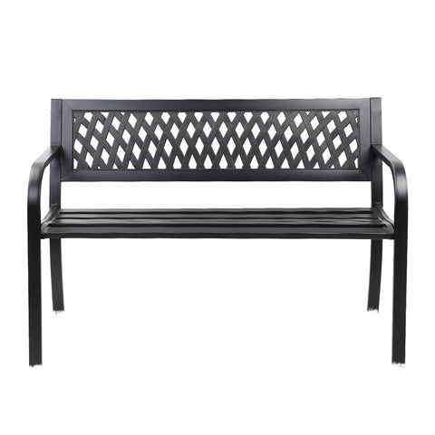 Gardeon Outdoor Garden Bench Seat Steel Outdoor Furniture 2 Seater Park Black Chez Guru