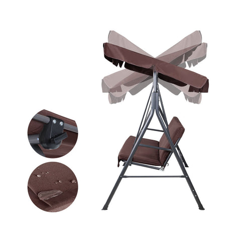 Gardeon Outdoor Swing Chair Garden Bench Furniture Canopy 3 Seater Brown Chez Guru