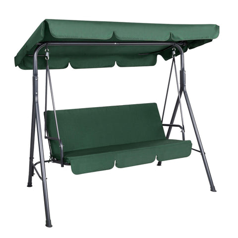 Gardeon Outdoor Swing Chair Garden Bench Furniture Canopy 3 Seater Green Chez Guru
