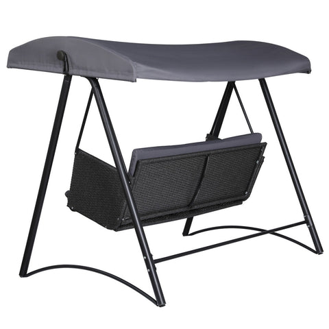 Gardeon Outdoor Swing Chair Garden Bench Furniture Canopy 3 Seater Rattan Grey Chez Guru