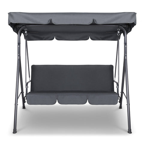 Gardeon Outdoor Swing Chair Garden Bench Furniture Canopy 3 Seater Grey Chez Guru