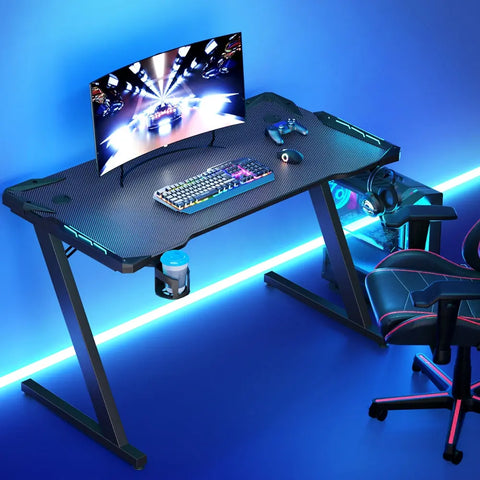 Artiss Gaming Desk Computer Desks LED Light 120CM Chez Guru