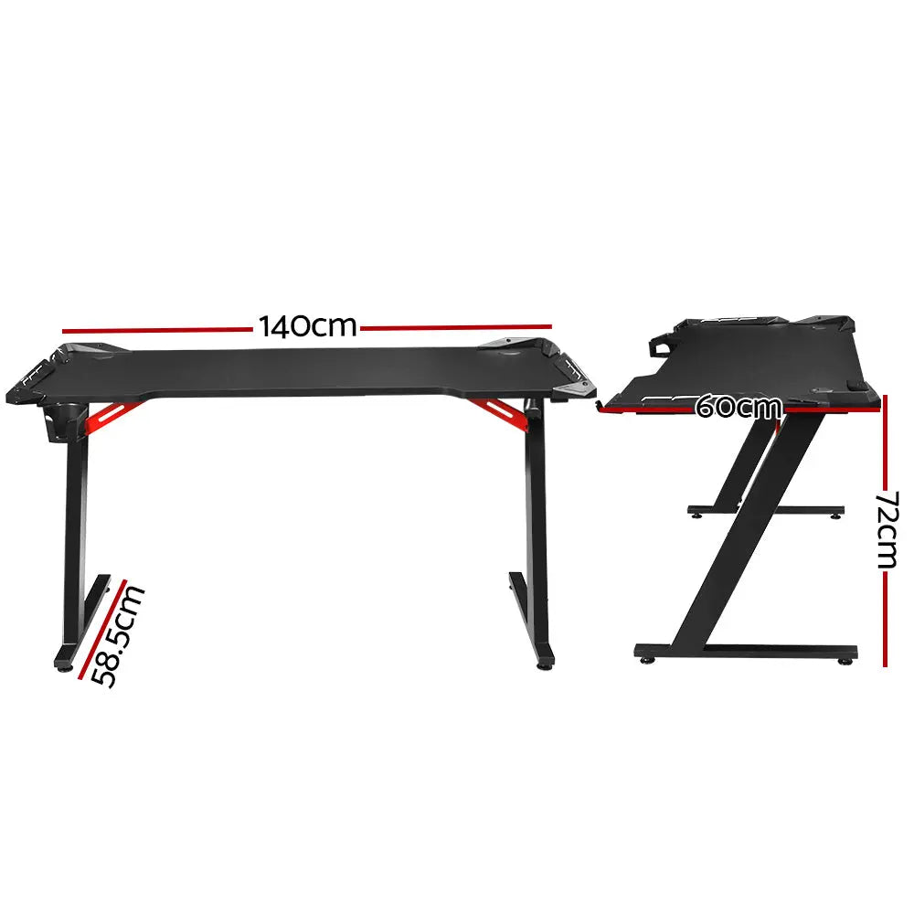 Artiss Gaming Desk Computer Desks LED Light 140CM Chez Guru