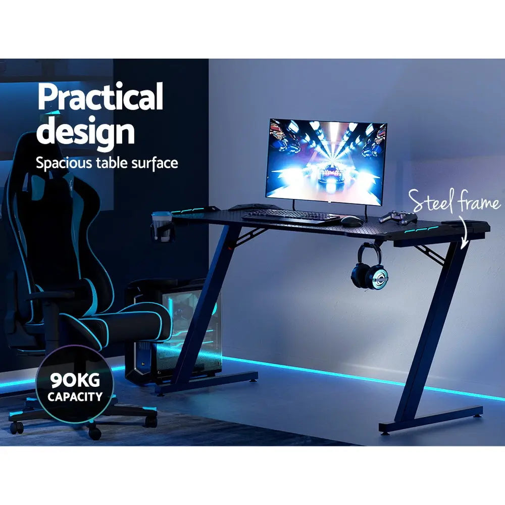 Artiss Gaming Desk Computer Desks LED Light 140CM Chez Guru