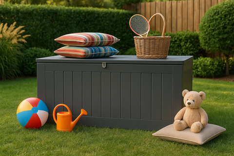 Gardeon Outdoor Storage Box 830L Container Lockable Garden Bench Tool Box Grey