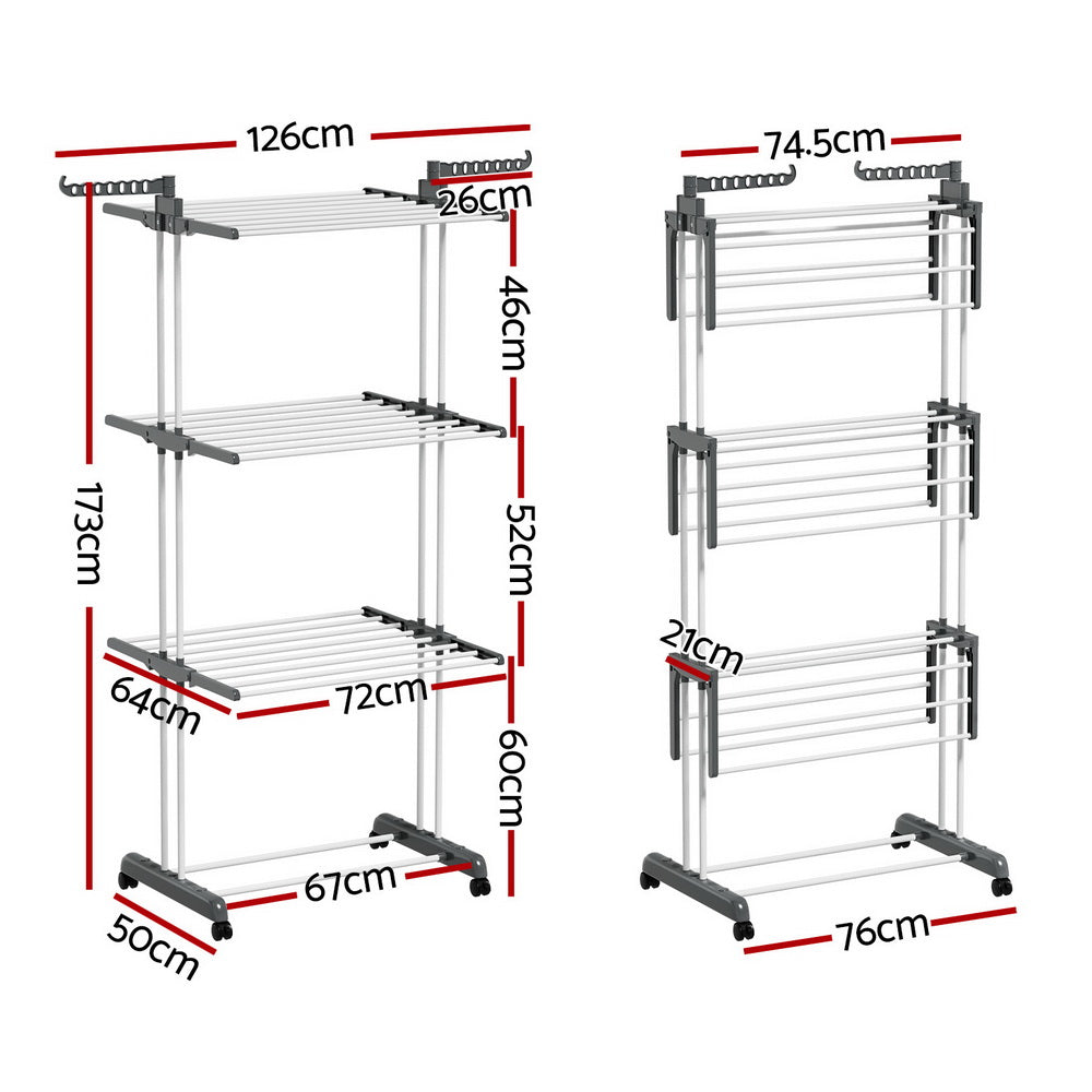 Artiss Clothes Airer Drying Rack 173cm Coat Hanger Foldable Chez Guru