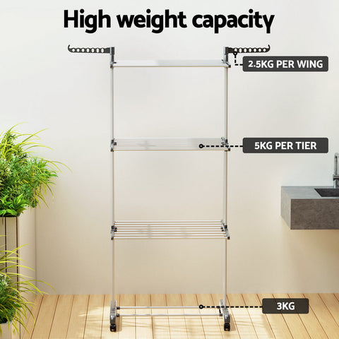 Artiss Clothes Airer Drying Rack 173cm Coat Hanger Foldable Chez Guru