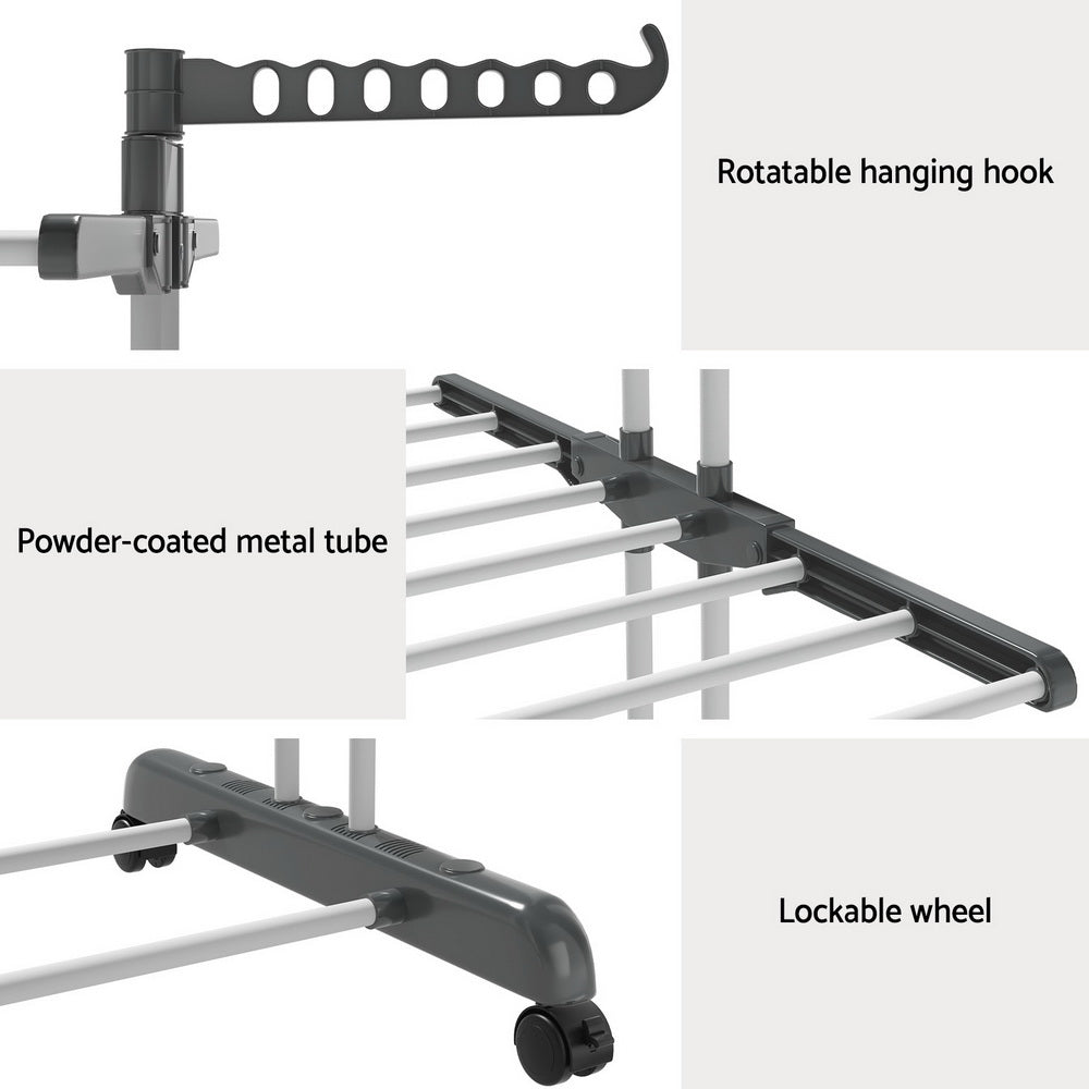 Artiss Clothes Airer Drying Rack 173cm Coat Hanger Foldable Chez Guru